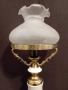 Красива месингова порцеланова лампа със стъклен абажур, снимка 4