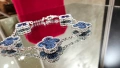 Van Cleef & Arpels VCA 5 Motifs Silver Blue Pietersite Vintage Alhambra Дамска Гривна, снимка 3