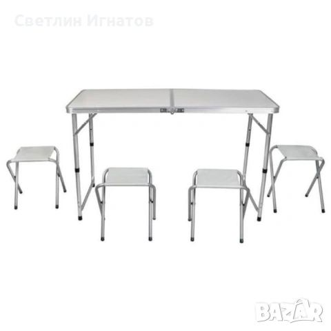 Сгъваема Градинска Маса + 4 стола, снимка 2 - Маси - 54340221
