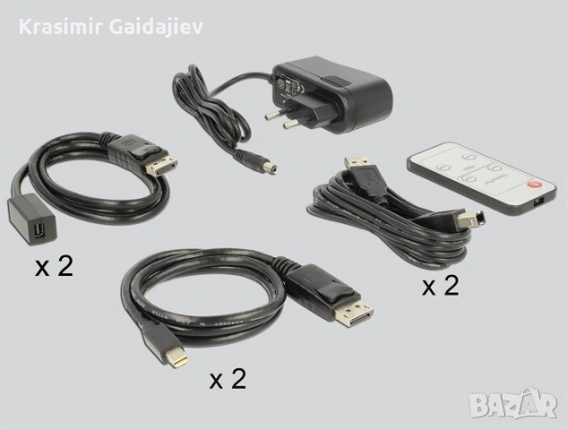 DeLock 2-портов DisplayPort и USB KVM превключвател / KVM / USB превключвател / USB / 2 x KVM / USB , снимка 2 - Кабели и адаптери - 54819907