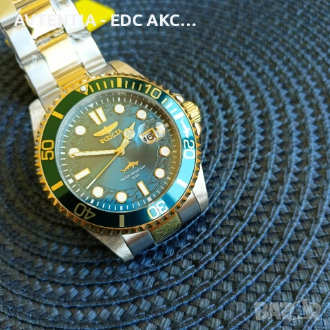 Часовник Invicta Prodiver 100м, механизъм Seiko/Hattori/TMI, корона на винт, 43мм, синьо-зелен, снимка 3 - Мъжки - 54582280