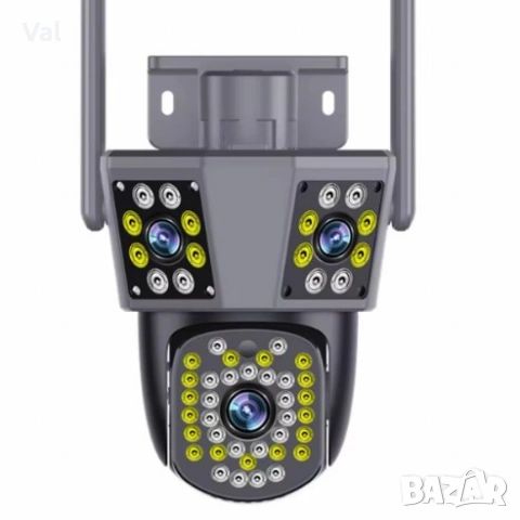 Тройна камера за наблюдение, работи с WiFi, 9 MP,Ultra HD