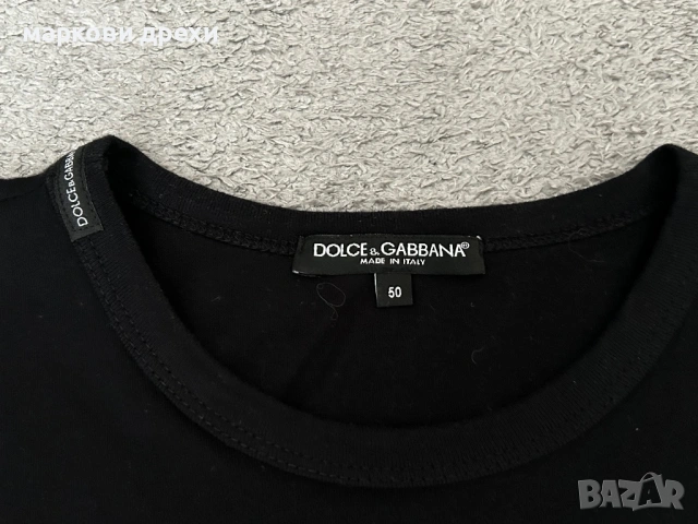 Dolce & Gabbana Black Cotton Jersey Logo Embroidered T-Shirt, снимка 6 - Тениски - 54901238