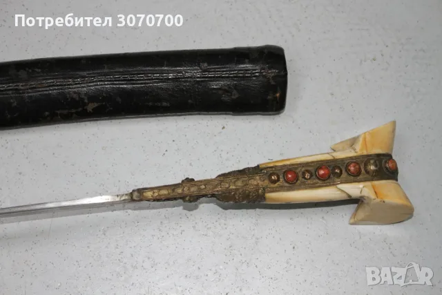 Османски ятаган автентичен моржов зъб, снимка 2 - Антикварни и старинни предмети - 55542221