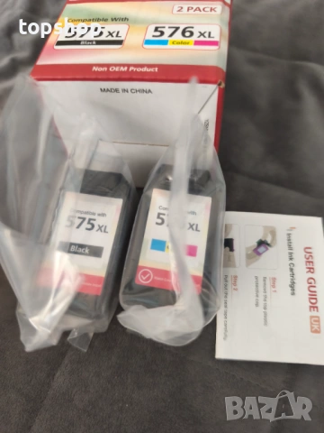 Чисто нови запечатани! Комплект мастилени касети 575XL и 576XL за Canon (Черна + Цветна)  , снимка 2 - Консумативи за принтери - 54713496