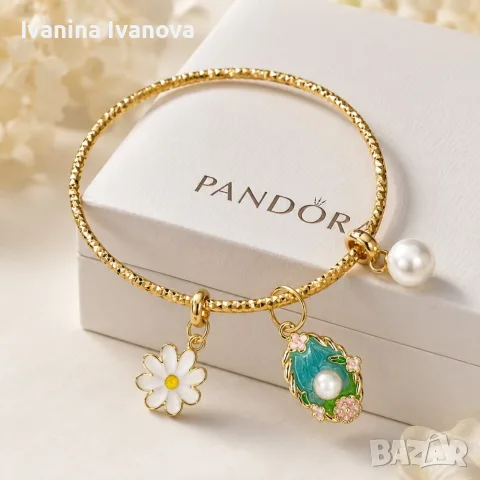 Дамски позлатени гривни Pandora 💎, снимка 5 - Гривни - 55641565