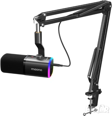 Гейминг микрофон RGB комплект с рамо MAONO PD100XS USB/XLR - Чисто нов