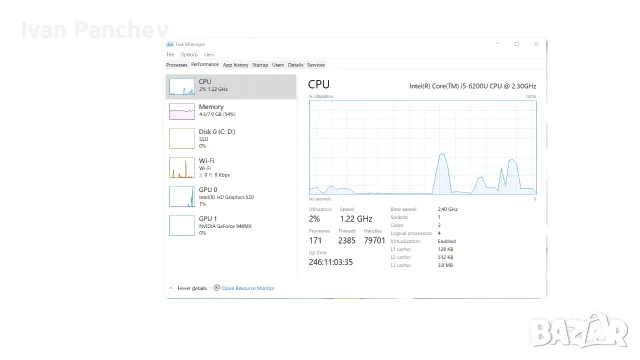 Лаптоп Xiaomi Mi Notebook Air 13.3” (i5-6200U, 8GB RAM, 256GB SSD, NVIDIA 940MX) — без зарядно, снимка 6 - Лаптопи за дома - 55603919