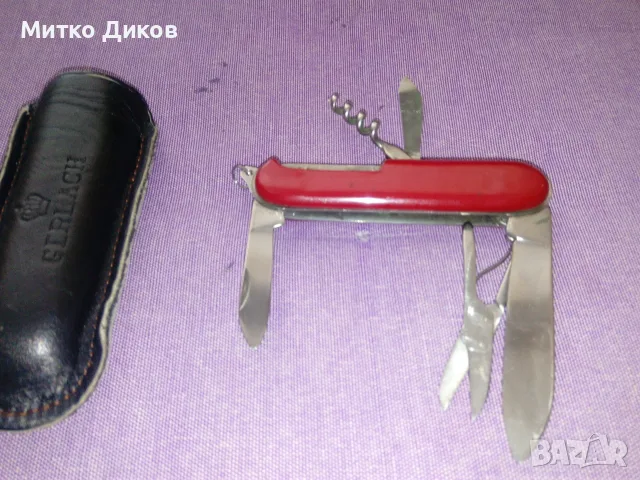 Герлах Полша винтидж марково джобно ножче с калъвче естествена кожа, снимка 4 - Ножове - 55573480