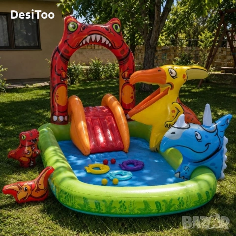 Водна площадка Bestway Jurassic 53160 – Детски мини аквапарк с пързалка и пръскачки