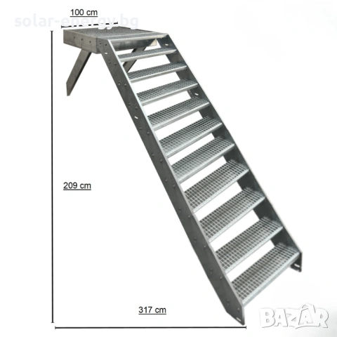 Метално стълбище с площадка 11 стъпала | За монтаж към стена | Поцинковано, снимка 2 - Други - 54236259