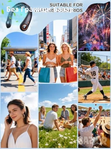 Нов Вентилатор за врат акумулаторен 3 турбини LED дисплей 5 скорости за лято охлаждане, снимка 6 - Друга електроника - 54076390