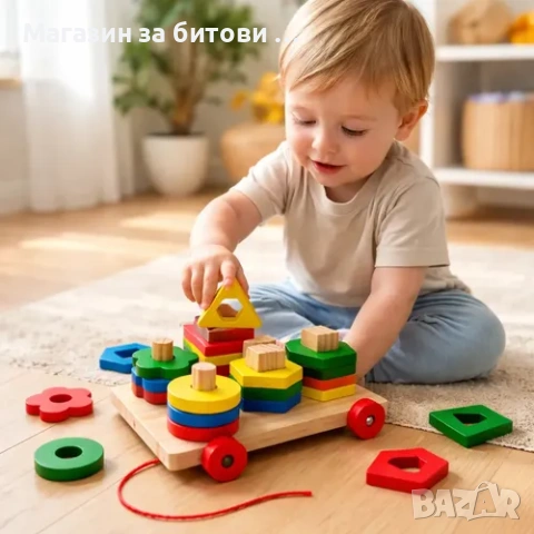 Дървена играчка сортер