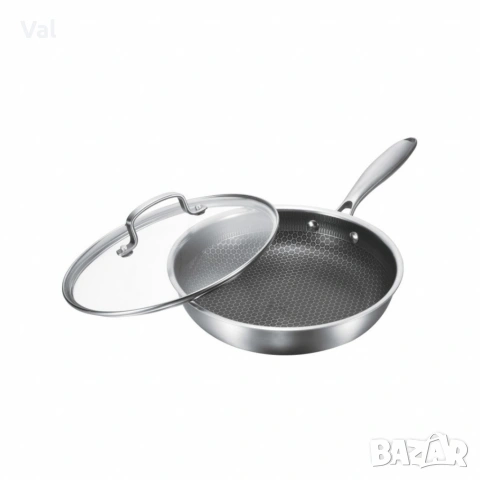Тиган с капак Goldmann GM 1128-24, 1128-26 , 24x5 см./26х5 см., Трислойно дъно, Незалепващо покритие, снимка 5 - Съдове за готвене - 55002068