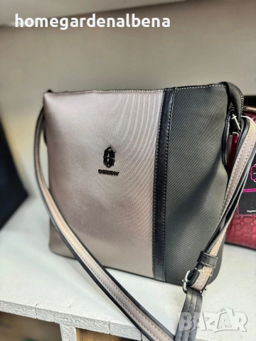 Дамска чанта за рамо розово злато черно сатен двуцветна crossbody