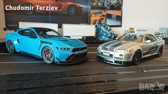 Мащабни модели коли 1:18 / GT-SPIRIT Ford Mustang GTD / MOTORMAX Nissan Skyline R34, снимка 5 - Колекции - 54911522