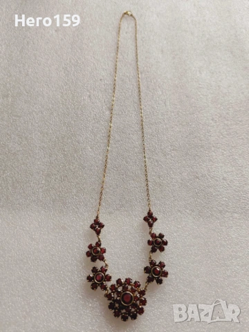 Дамско златно колие с гранати-злато проба 333