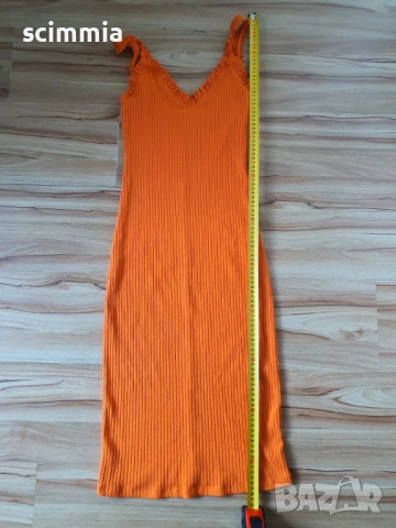 Zara оранжева рипсена миди рокля размер S дамска bodycon рокля, снимка 10 - Рокли - 54803826