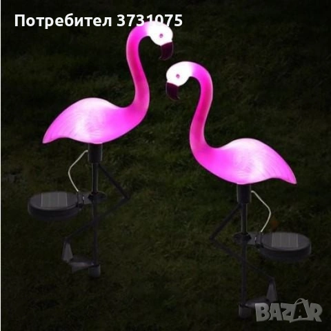 Декоративна соларна лампа във формата на фламинго - 3бр в комплект, снимка 4 - Соларни лампи - 55121926