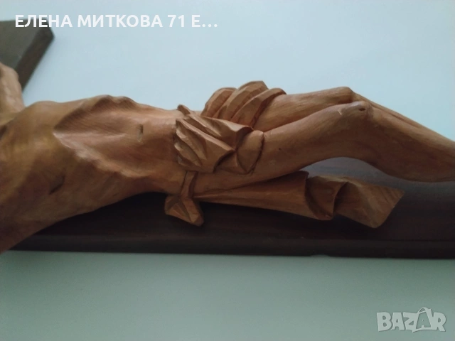 Голям кръст Разпятие Христово изцяло от дърво ръчно изработен, снимка 3 - Икони - 55213466