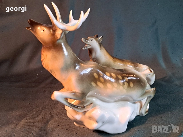 порцеланова статуетка Royal Dux Czechoslovakia елен , снимка 9 - Статуетки - 54175198