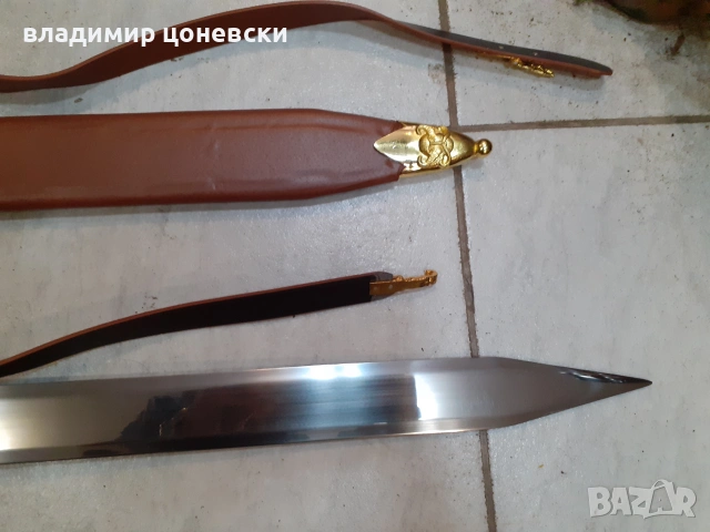 Реплика на римски меч гладиус,сабя,шпага,кортик,стоманено острие,кания обвита с кожа,тежък и масивен, снимка 8 - Колекции - 55000256