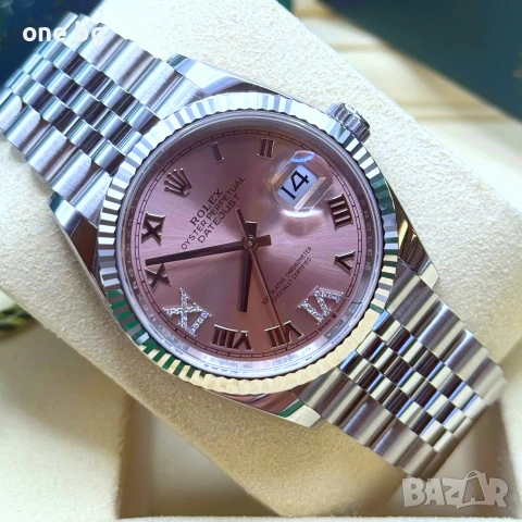 Rolex Datejust Silver Pink Roman Dial Ladies , снимка 4 - Луксозни - 55074216