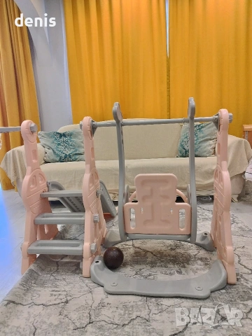 Детска пързалка с люлка и кош в розово 3 в 1 , снимка 10 - Други - 54372205