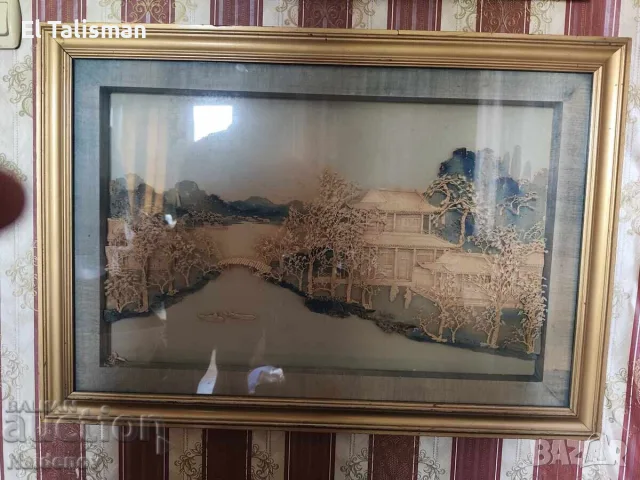 Стара Китайска Картина Коркова диограма, снимка 2 - Картини - 55319431