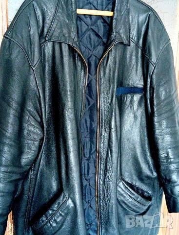 Мъжко кожено яке черно XXL 2XL 