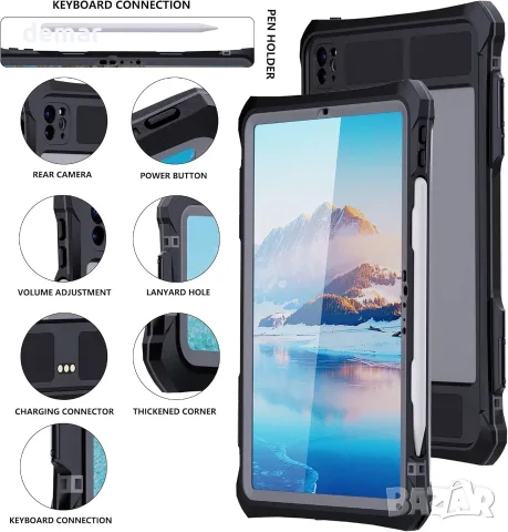 ShellBox Case Водоустойчив, удароустойчив и устойчив на падане калъф за iPad Pro 11 инча 2024, снимка 6 - Таблети - 55524311