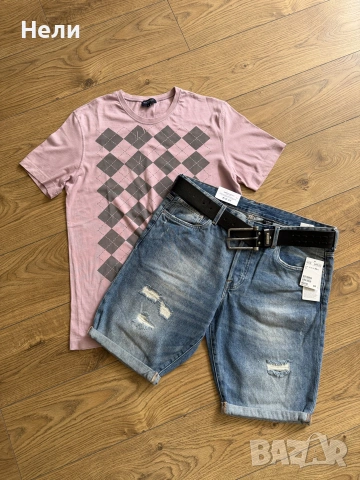 H&M Мъжки къси дънки и тениска