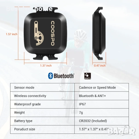COOSPO сензор за скорост и каданс на велосипед Bluetooth ANT CooSpo, снимка 7 - Друга електроника - 54647284