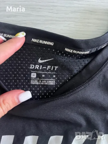 Nike Dri-FIT Running Черна спортна тениска M, снимка 3 - Спортни екипи - 55305235