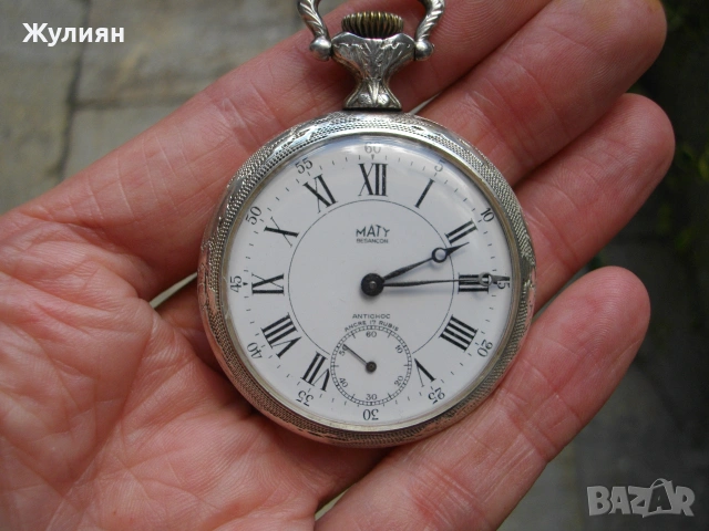 КОЛЕКЦИОНЕРСКИ СРЕБЪРЕН ДЖОБЕН ЧАСОВНИК MATY BESANCON, снимка 2 - Антикварни и старинни предмети - 55234623