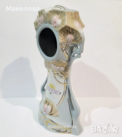 Порцеланов настолен часовник Royal Dux Bohemia Secese в стил Art Nouveau., снимка 6 - Други ценни предмети - 55255745