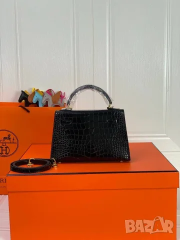 Hermes Kelly Crocodile Leather Handbag 22 cm, снимка 3 - Чанти - 55416106