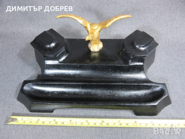 СТАРА РЕТРО МЕТАЛНА НАСТОЛНА МАСТИЛНИЦА, снимка 6 - Антикварни и старинни предмети - 54263076