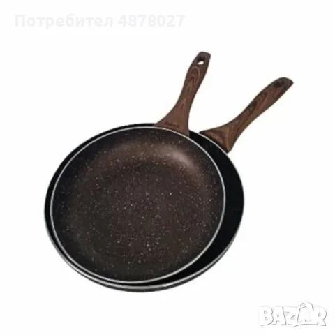 Комплект тигани 9Tnine-4419, 22/26см, Мраморно покритие, Кован алуминий