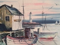Маслена картина "Лодка на кея" с авторско стихче, снимка 2