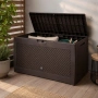 Градинска кутия за съхранение 310L – UV защита, ратанов дизайн, 119 x 48 x 60 см, Кафяв, снимка 1