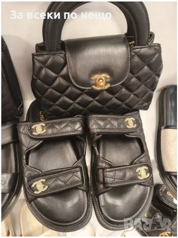 Chanel Дамски Черни Кожени Чехли Шанел Код A1773