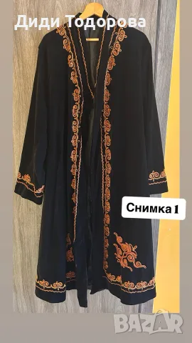 Етно/бохо уникални дълги кадифени манта / кафтани с богата бродерия и елек