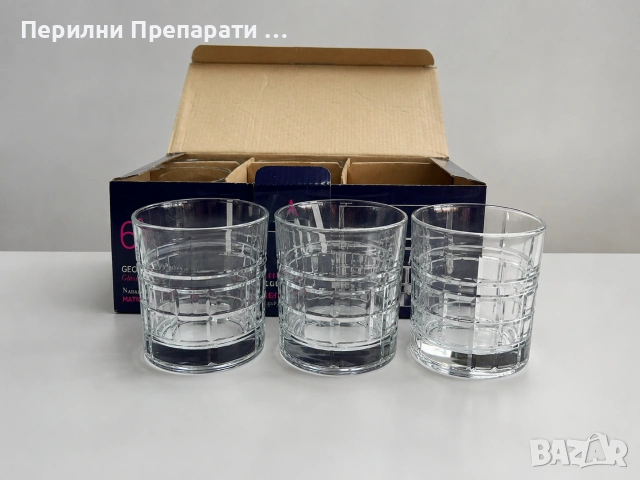 Комплект 6 стъклени чаши за уиски, вода и безалкохолни, снимка 1 - Чаши - 54987217