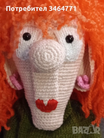 Плетена кукла Crazy Ginger, плетена кукла crazy леля с оранжева коса, забавна кукла за подарък, снимка 5 - Статуетки - 54720559