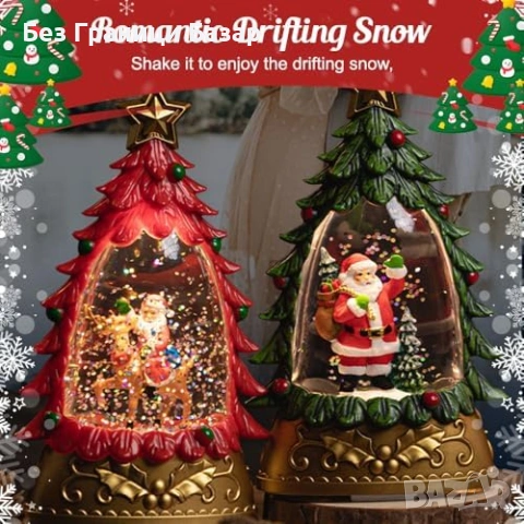 Нов Декоративен коледен фенер снежен глобус с LED светлина сняг 3D празнична украса за дома, снимка 4 - Декорация за дома - 54132121