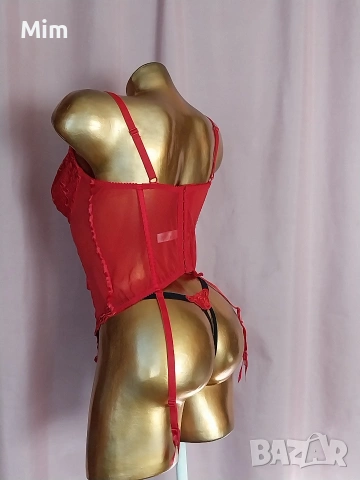  Резервирани Sensuality 85 B Червен корсет с жартиери за чорапи и прашка , снимка 4 - Корсети, бюстиета, топове - 54324800