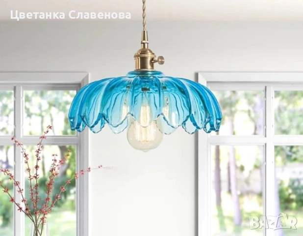 Полилей тип пендел, 25 см, топла светлина, небесно син, снимка 5 - Полилеи - 54366900