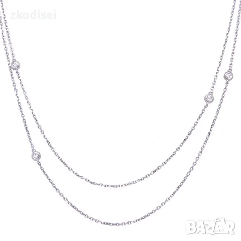 Златнo колие с диаманти 0,12Ct. чистота:SI 43см. модел:42558-1