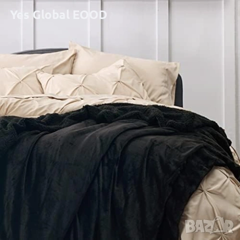 BEDSURE Sherpa одеяло XXL 220x240 см черно, снимка 4 - Олекотени завивки и одеяла - 55217134